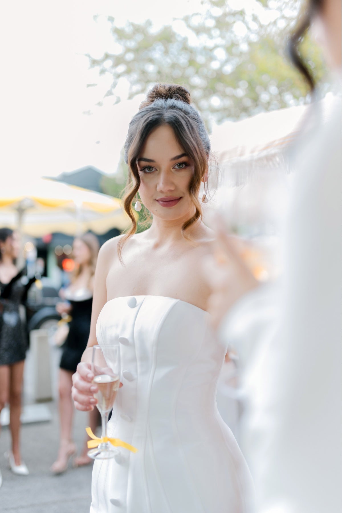 Fitted Mini Bridal dress in mikado fabric.