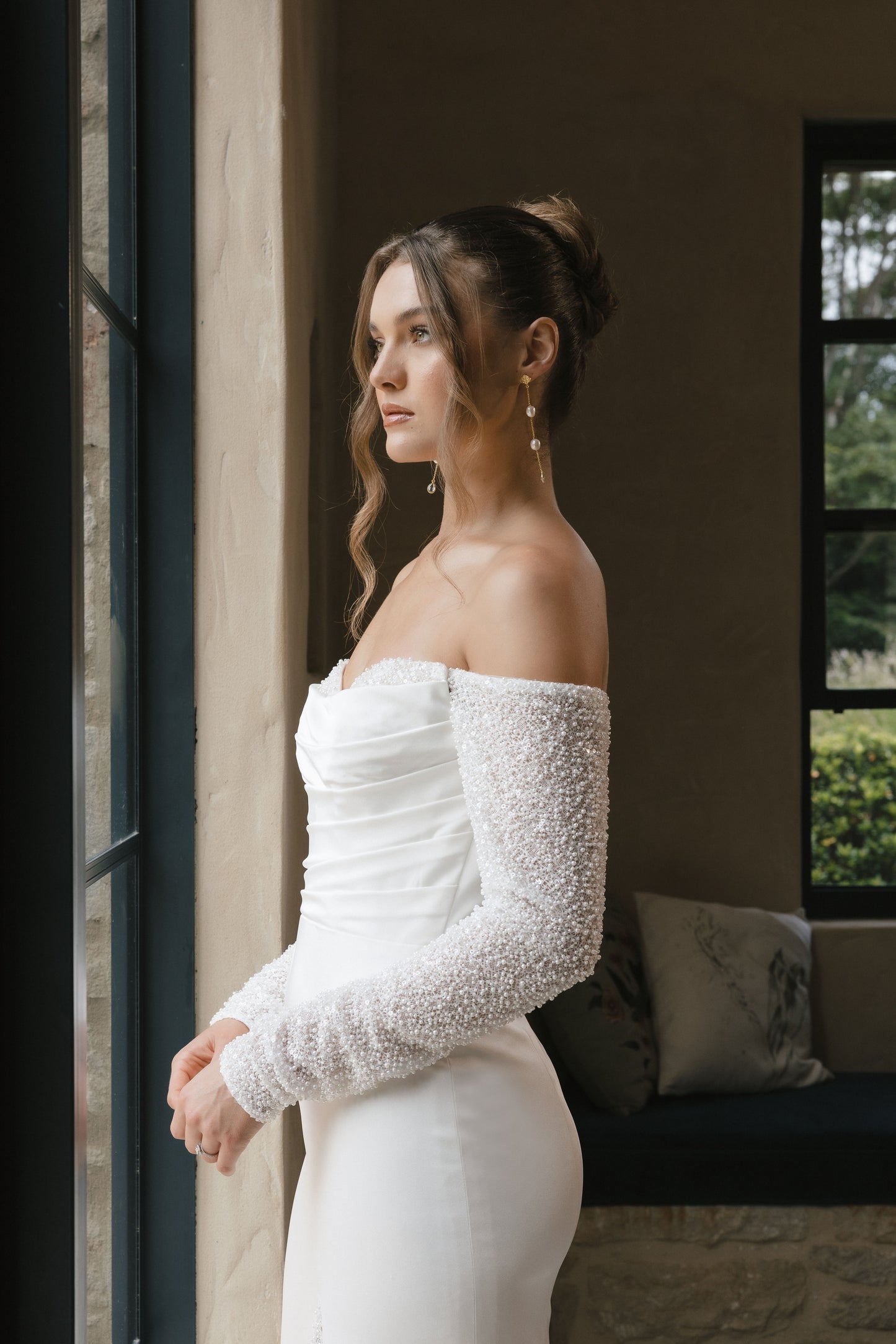 SANTANA gown - FITTED minimal bridal gown by Roselle collection Jessica Couture