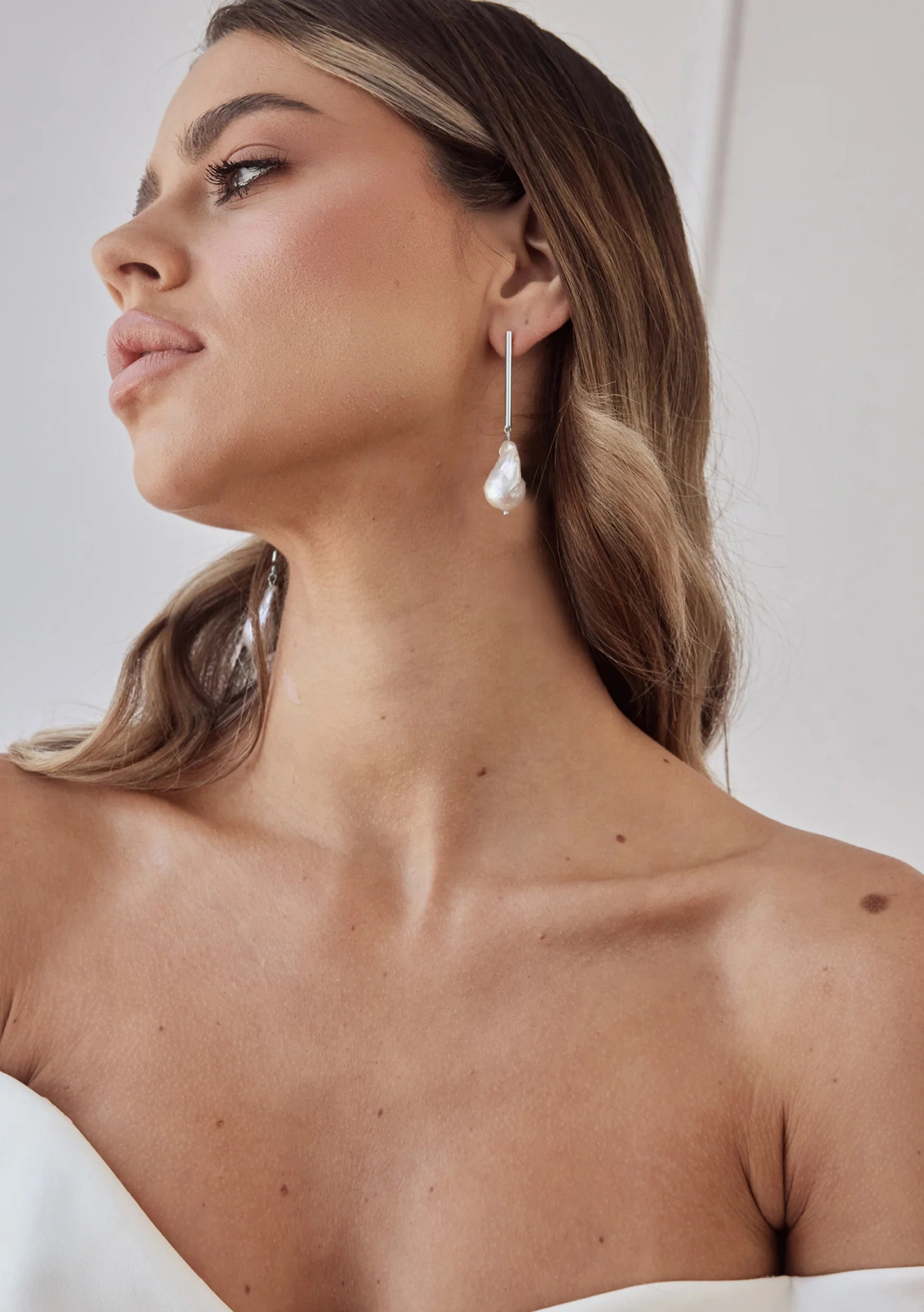 silver dress earrings Cressida Sequin Mesh Earrings