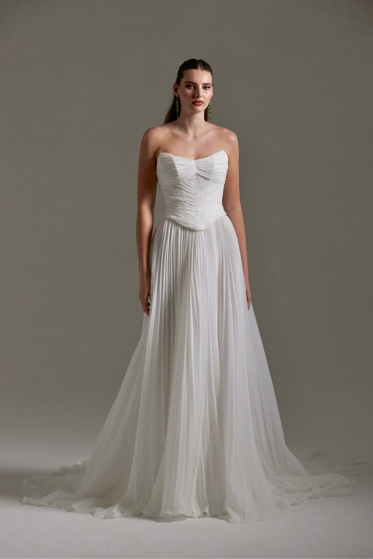 Pleated chiffon two piece A-line Wedding dress by Atelier Wu 