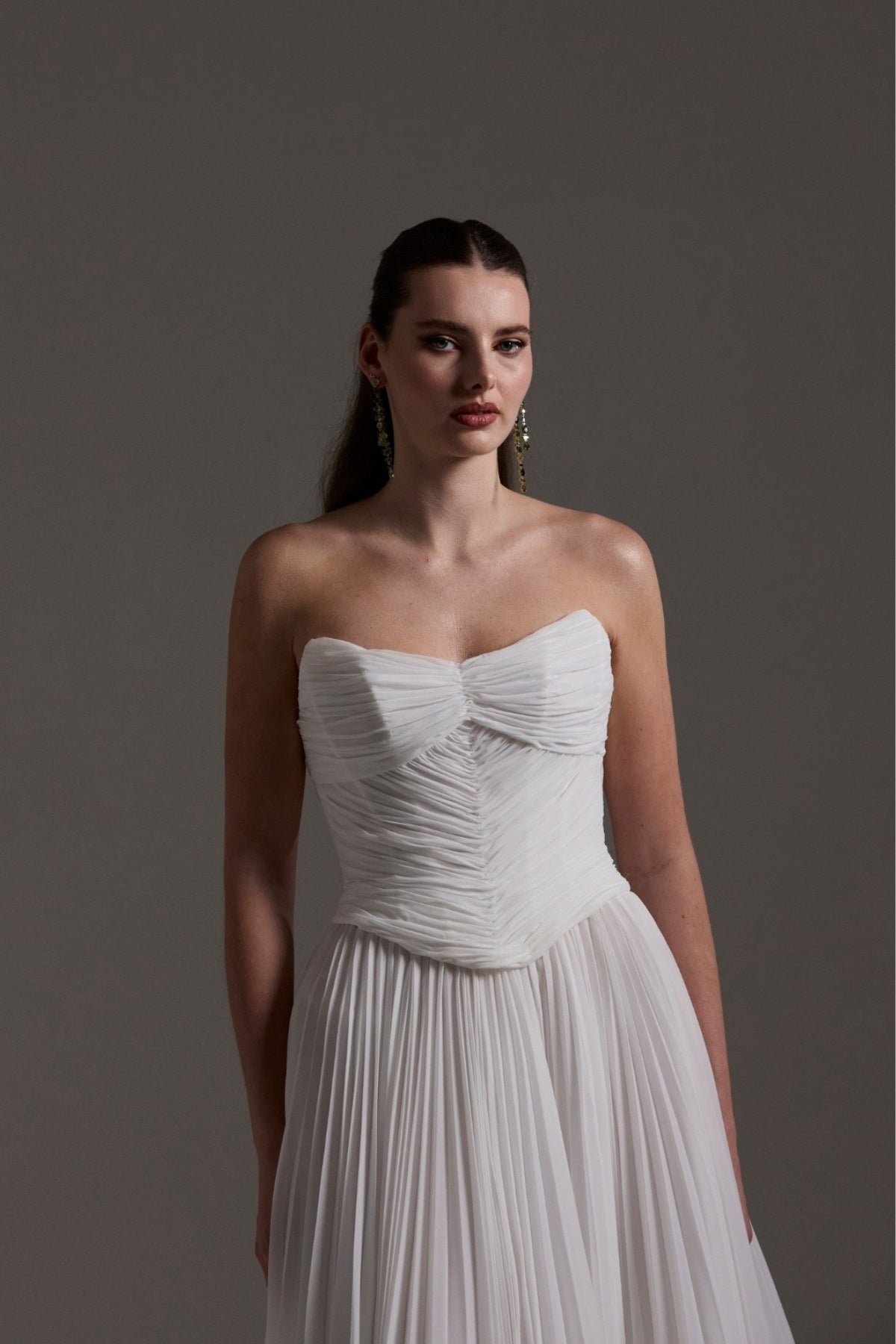 Pleated chiffon two piece A-line Wedding dress by Atelier Wu 