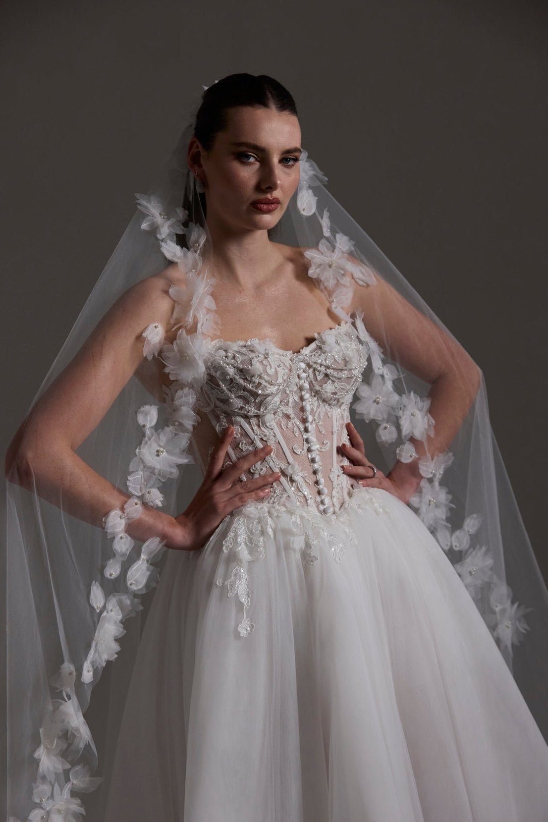 floral lace edged veil 