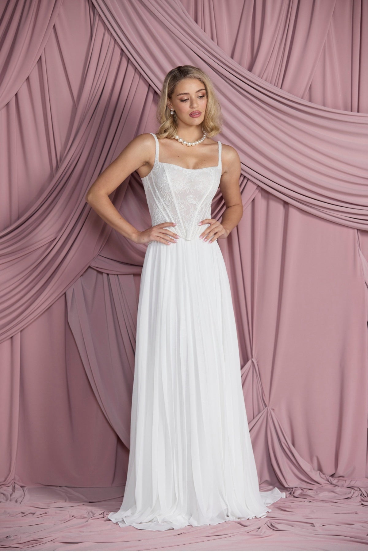 pleated chiffon bridal skirt two piece mix match collection 