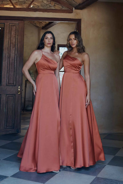 Light Orange Satin Bridesmaid Dress