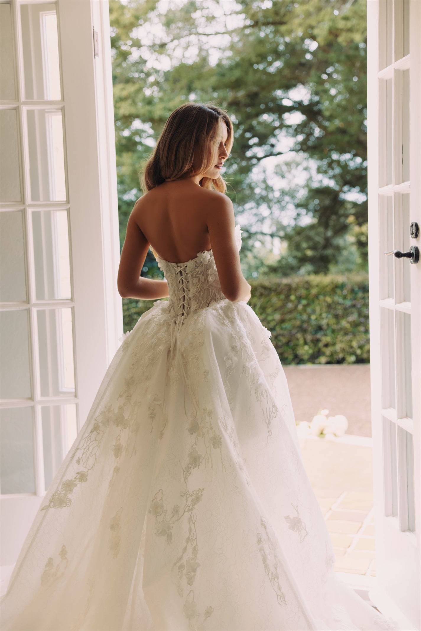 FREYA Bridal Gown - Wedding dress by Victoria Collection Jessica Couture. Featuring an A-line lace-up Princess Ballgown with chapel train, and floral lace. 