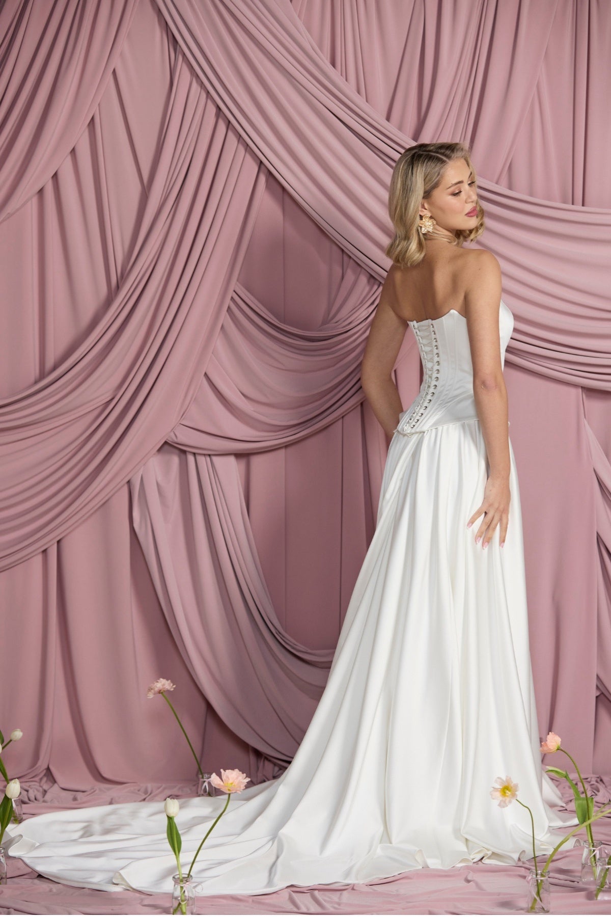 A line draping satin Bridal skirt, mix match collection 