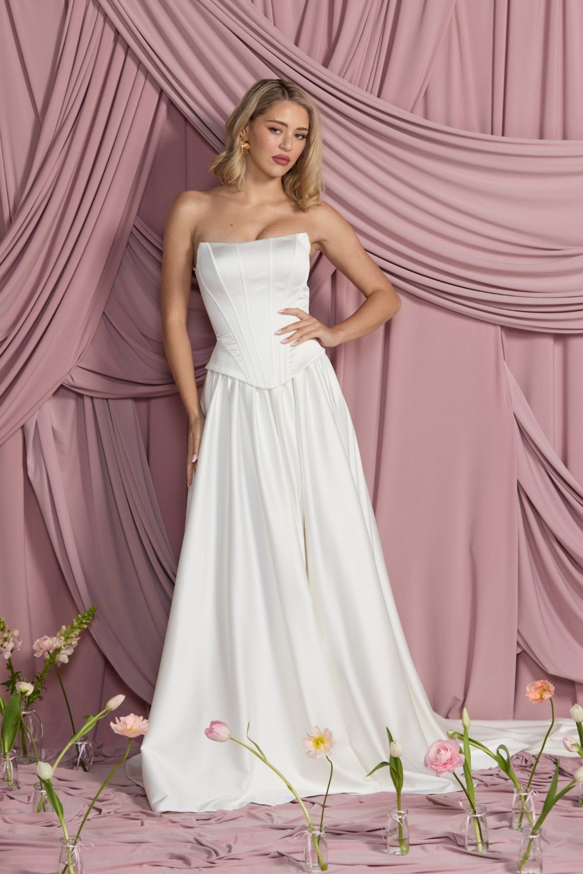 A line draping satin Bridal skirt, mix match collection 