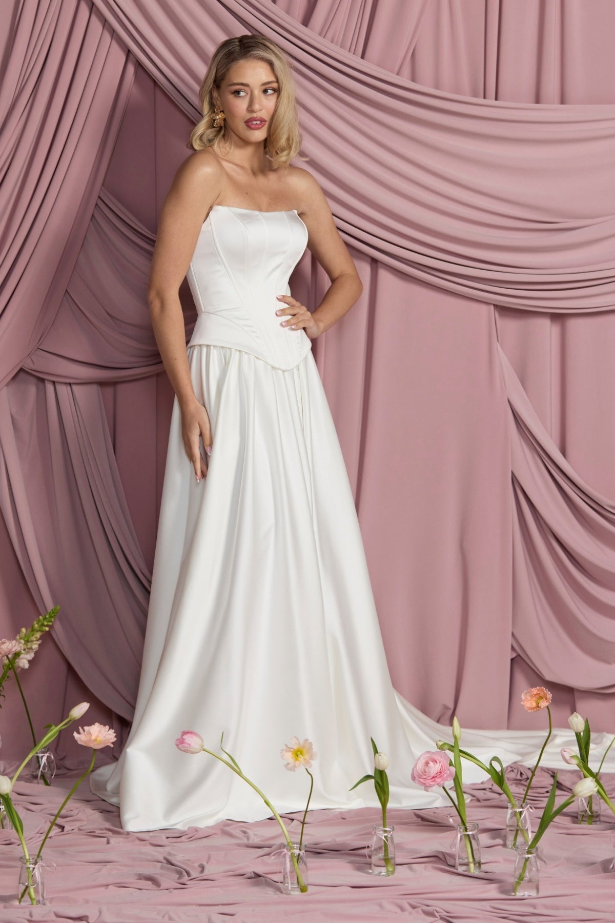 A line draping satin Bridal skirt, mix match collection 