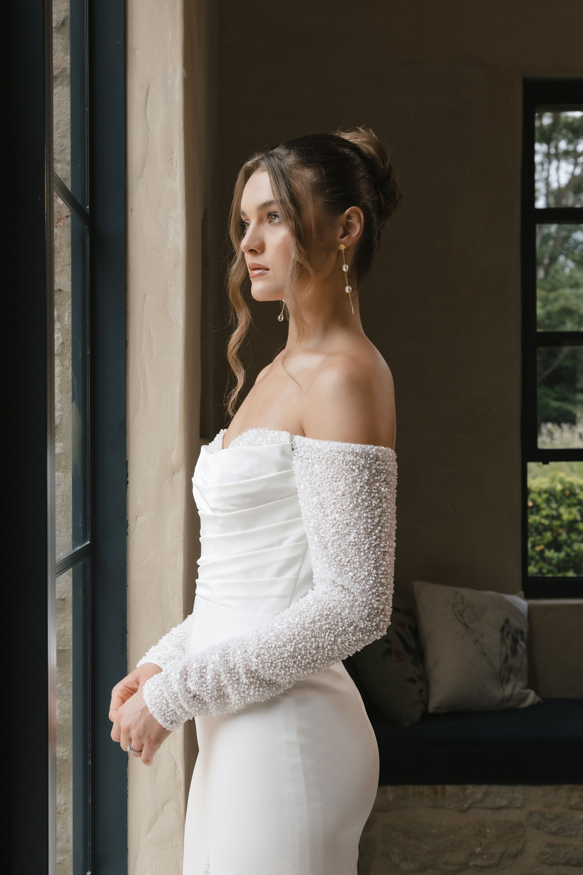 SANTANA gown - FITTED minimal bridal gown by Roselle collection Jessica Couture 