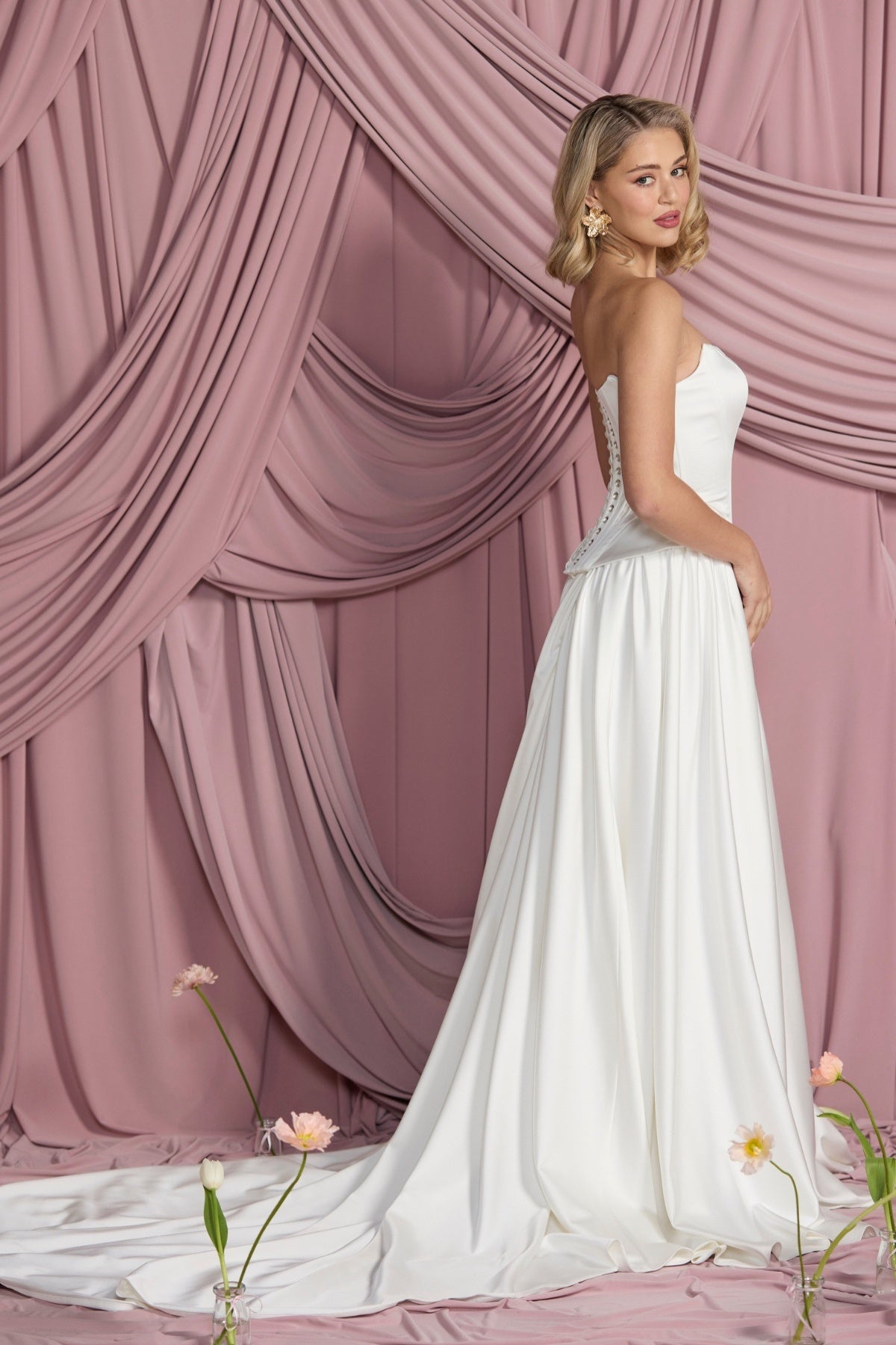 A line draping satin Bridal skirt, mix match collection 