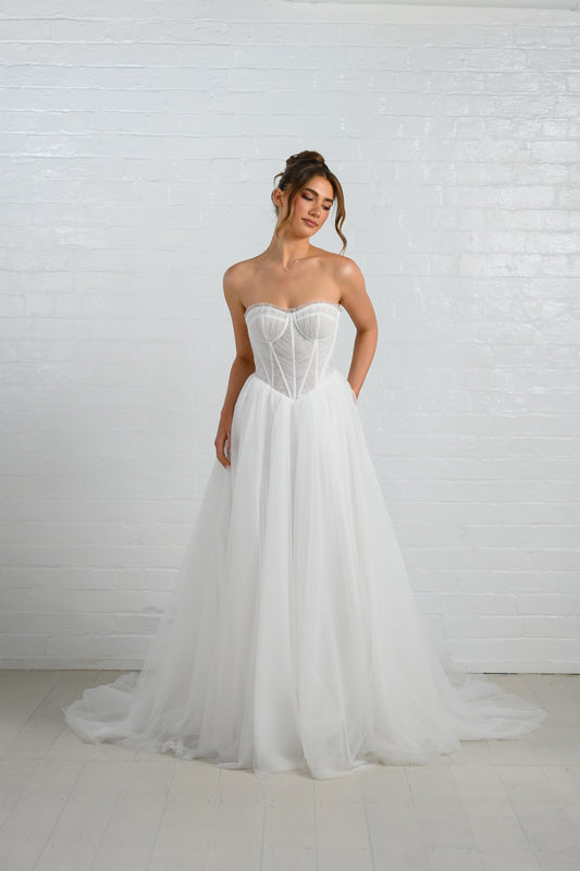MAGDALEN gown - Chiffon A-LINE bridal gown by Ever after collection Miss Chloe 
