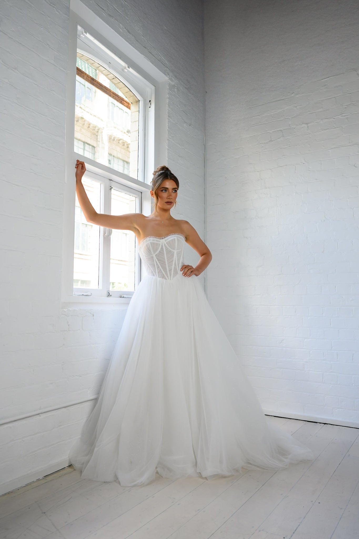 MAGDALEN gown - Chiffon A-LINE bridal gown by Ever after collection Miss Chloe 

