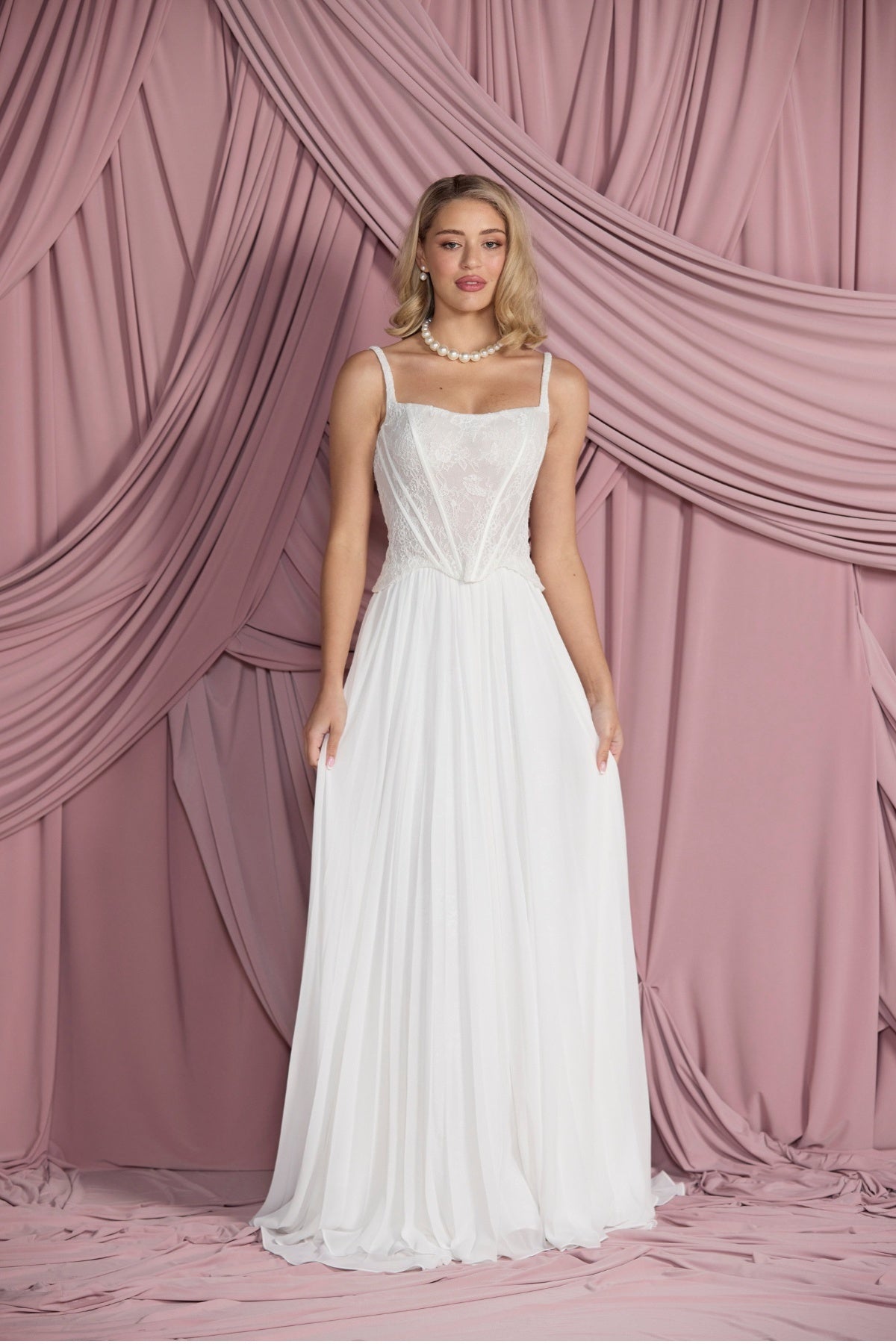 pleated chiffon bridal skirt two piece mix match collection 