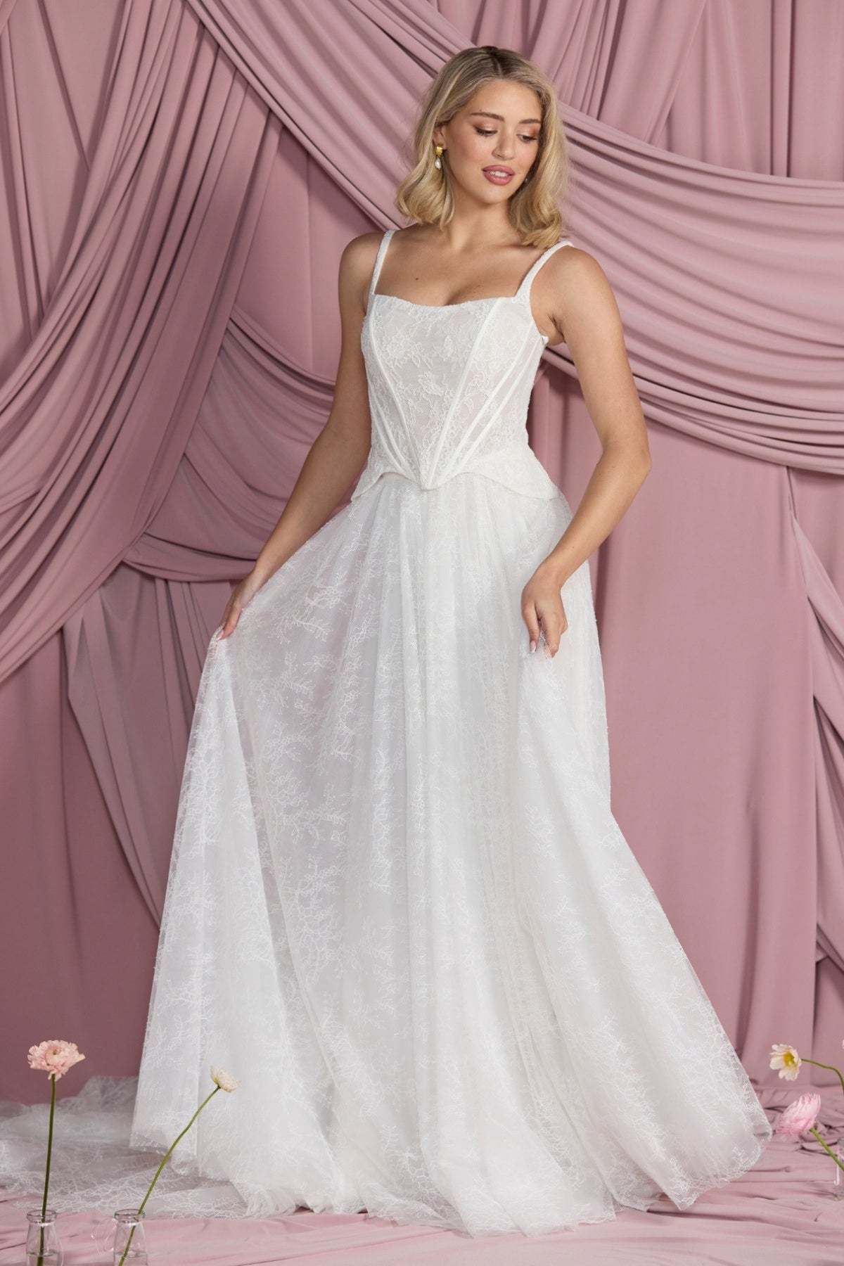 chantilly lace and tulle skirt, two piece bridal collection 