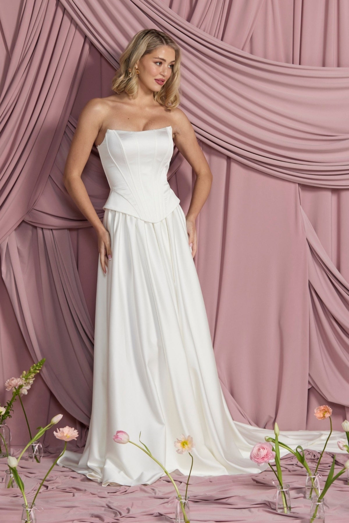 A line draping satin Bridal skirt, mix match collection 
