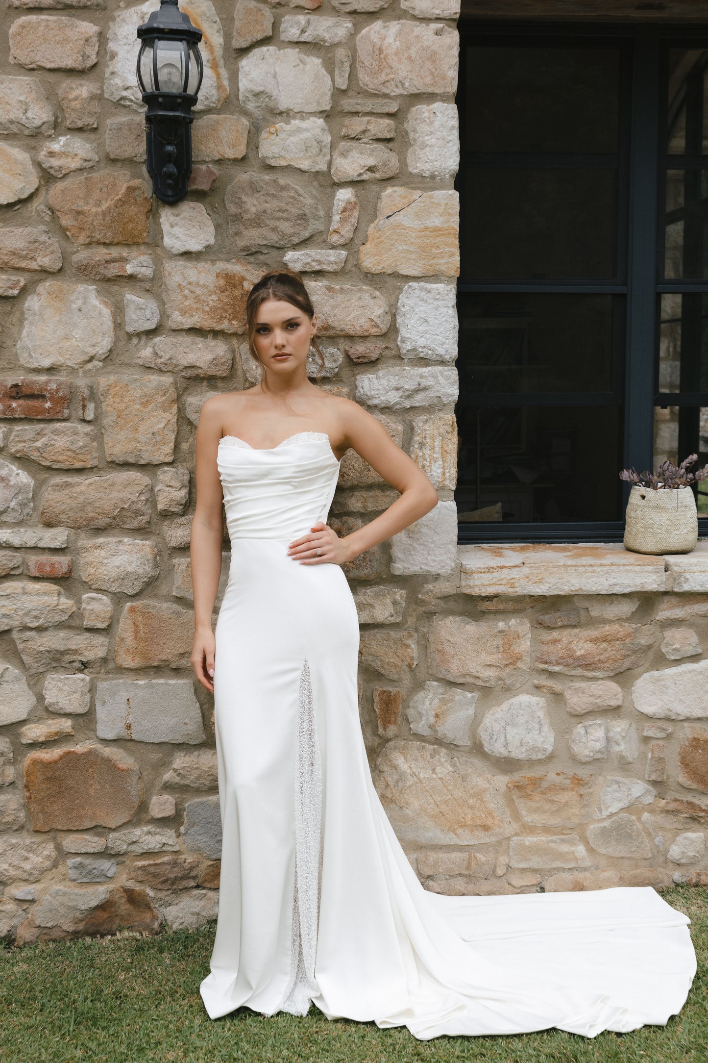SANTANA gown - FITTED minimal bridal gown by Roselle collection Jessica Couture 