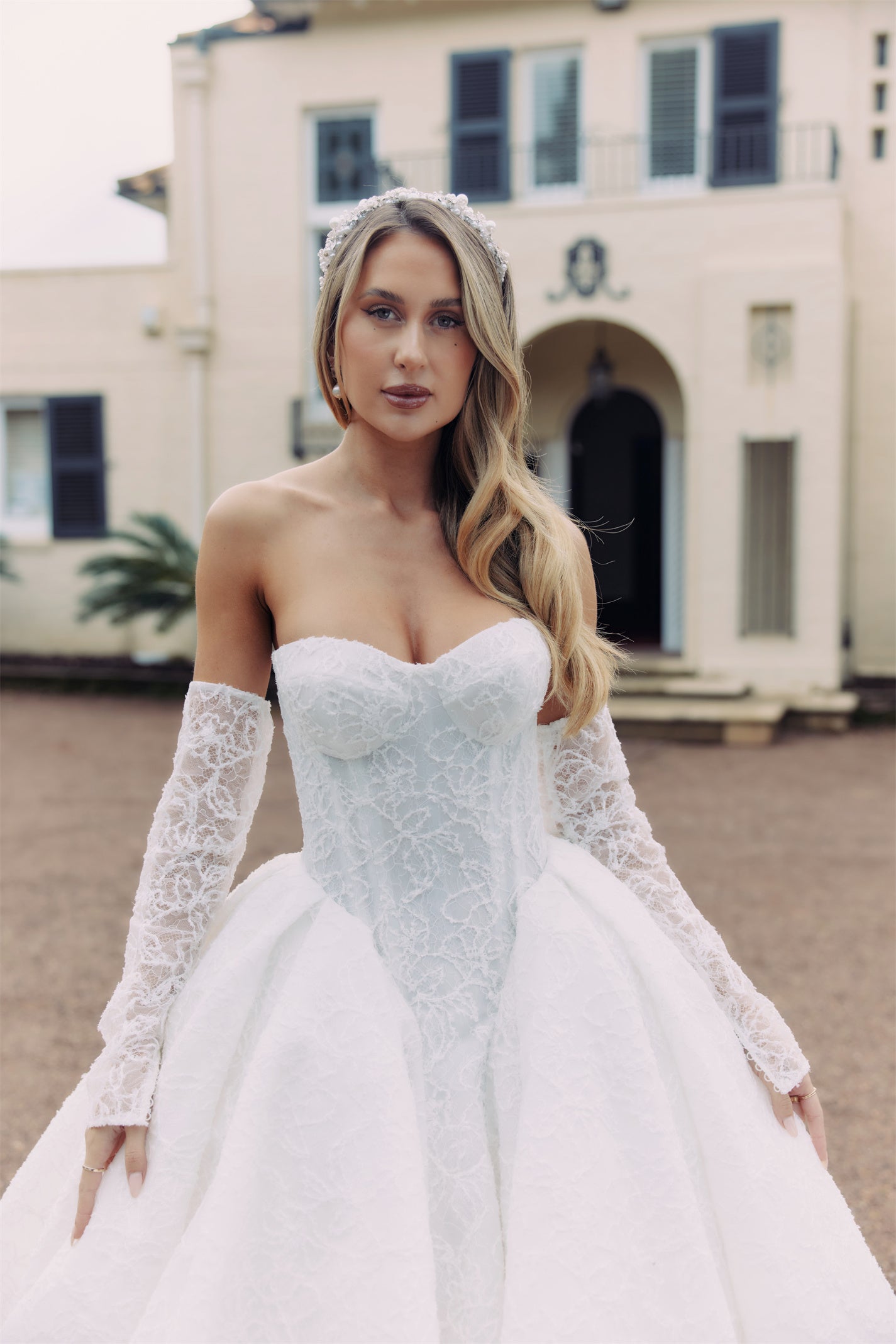 TALIA Bridal Gown - Wedding dress by Victoria Collection Jessica Couture. Featuring a A-line Princess ballgown with chapel train, strapless sweetheart neckline in luxurious lace. 