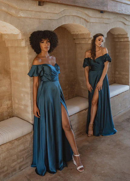 Peacock blue online bridesmaid dress