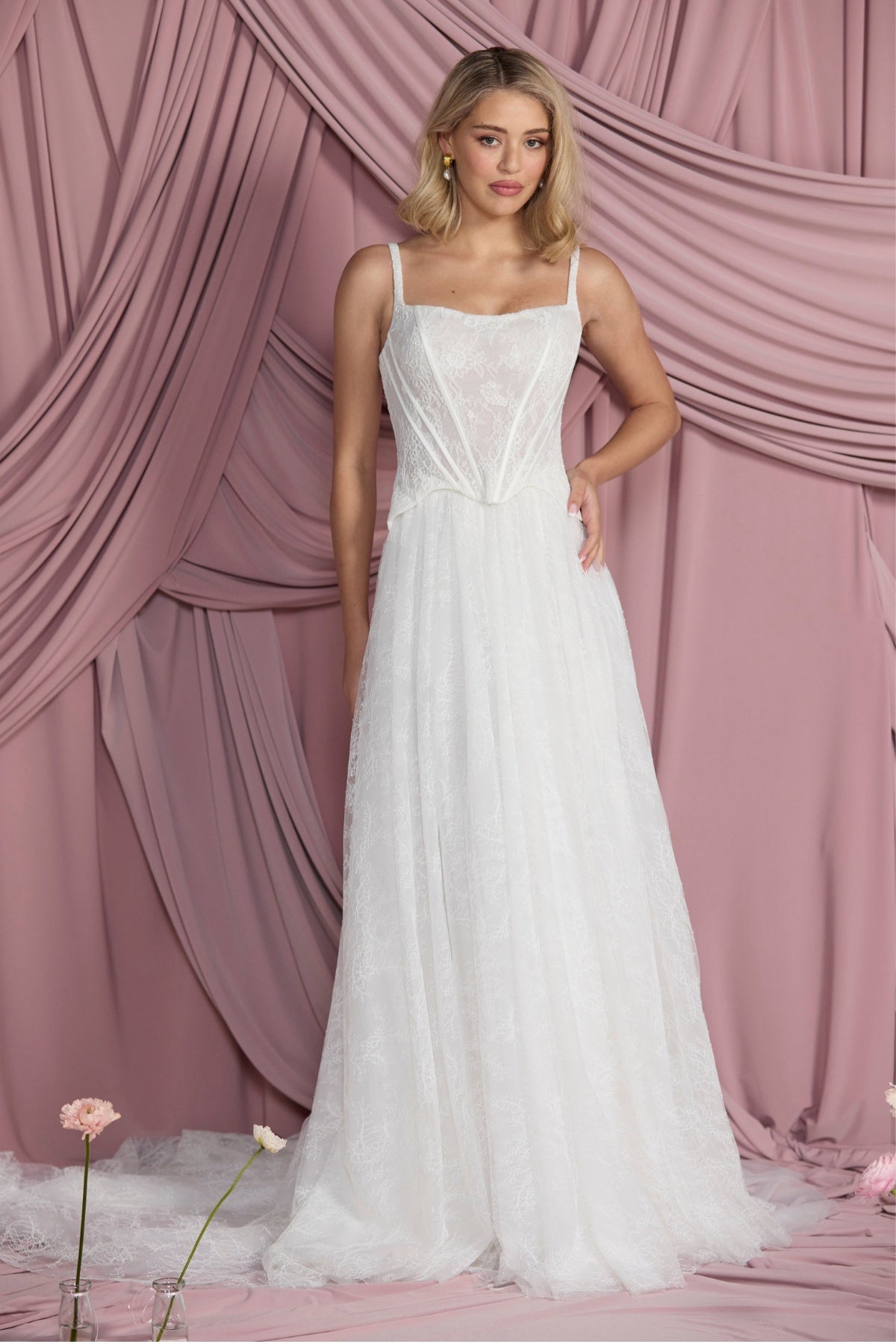 chantilly lace and tulle skirt, two piece bridal collection 