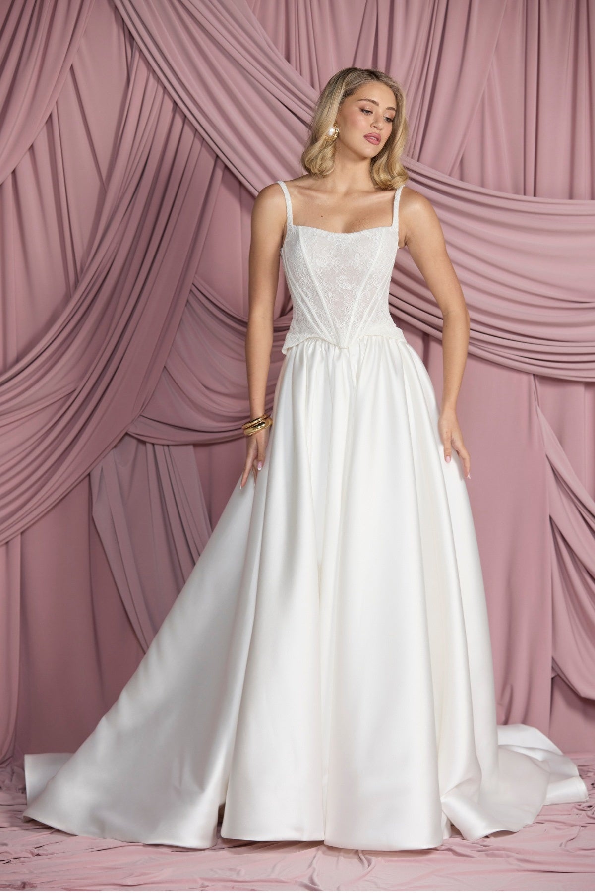 A line mikado bridal skirt mix match 