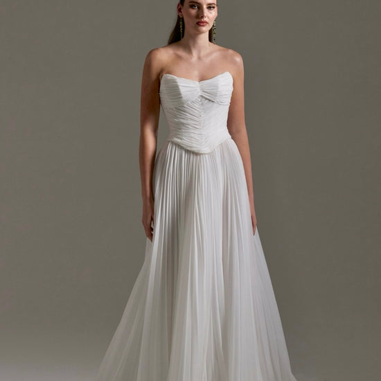 Pleated chiffon two piece A-line Wedding dress by Atelier Wu 