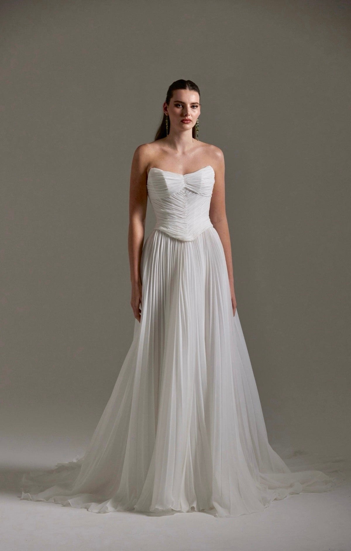 Pleated chiffon two piece A-line Wedding dress by Atelier Wu 