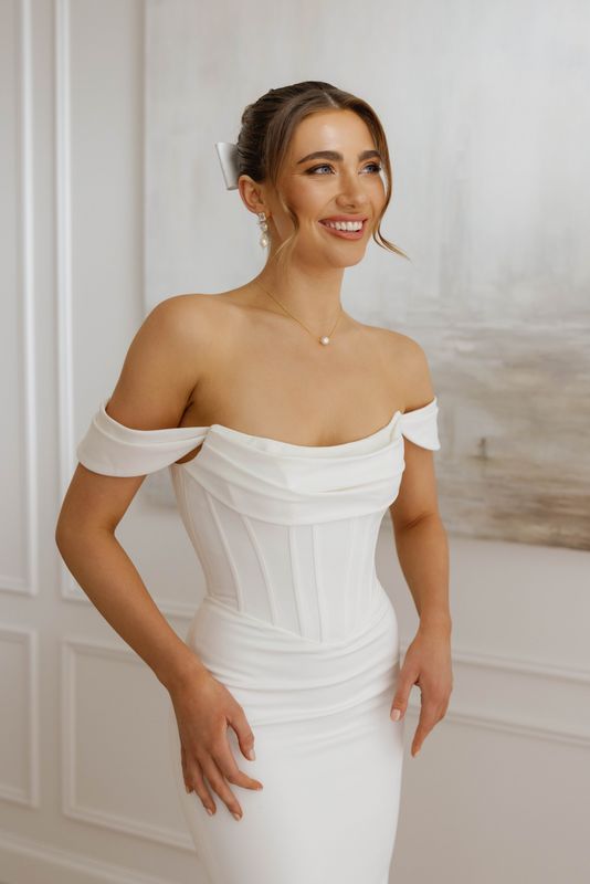 LANI gown - minimal FITTED bridal gown by Willow collection Miss Chloe 