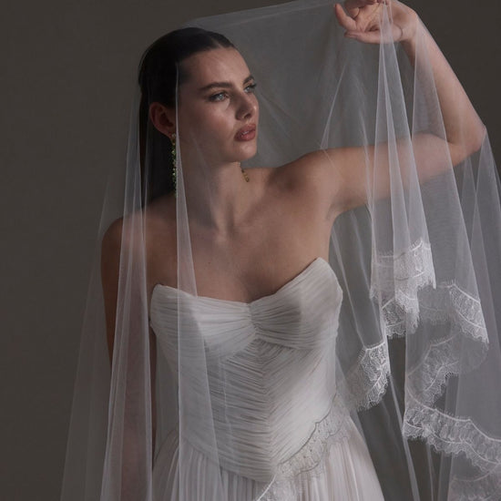 Pleated chiffon two piece A-line Wedding dress by Atelier Wu 