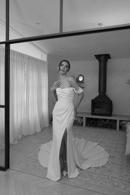 ATHENA gown - minimal FITTED bridal gown by Willow collection Miss Chloe 