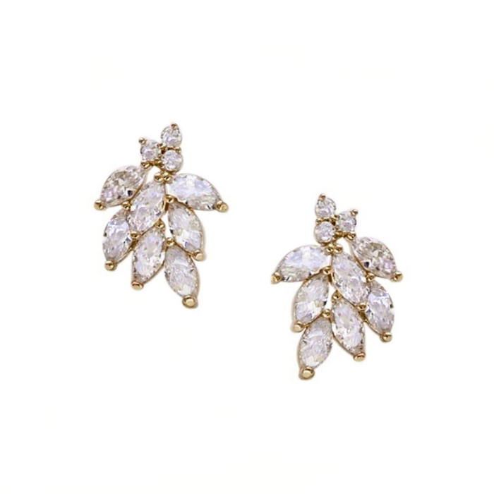 Earrings with Cluster of marquise cut gems set in gold