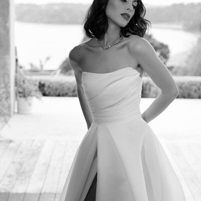 Model wears Tiffany gown AW2323