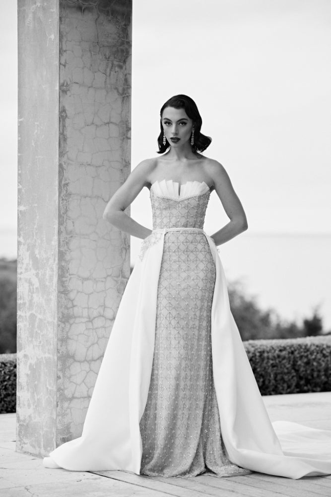 Model wears Theodora Gown AW2348