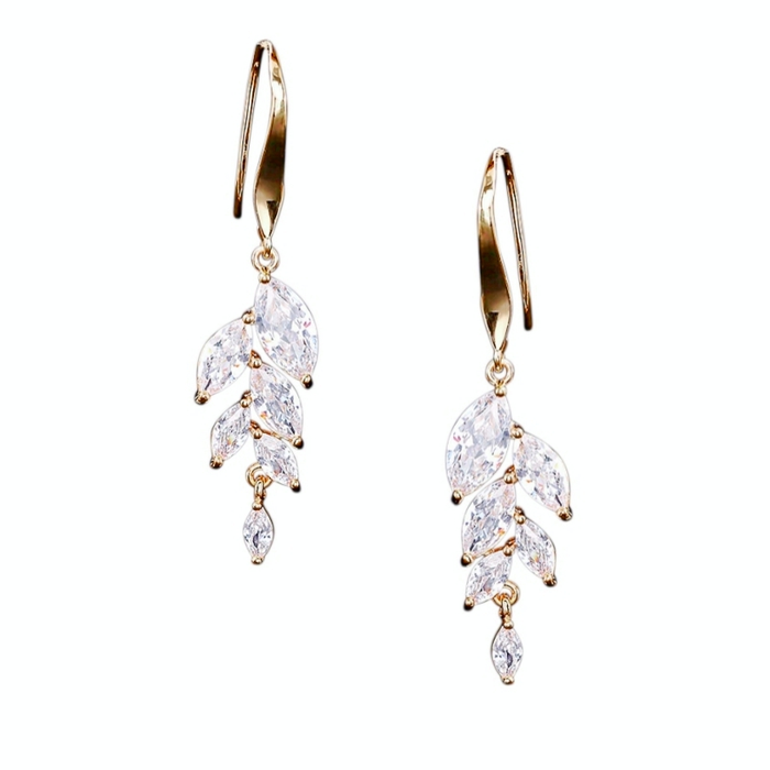Bella dainty earring in gold made from a cluster of marquise cut cubic zirconia
