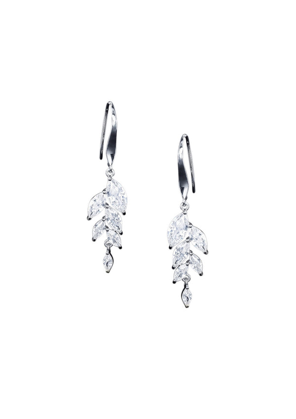 Bella earring in silver made from a cluster of marquise cut cubic zirconia
