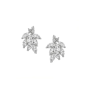 Earrings with Cluster of marquise cut gems set in silver