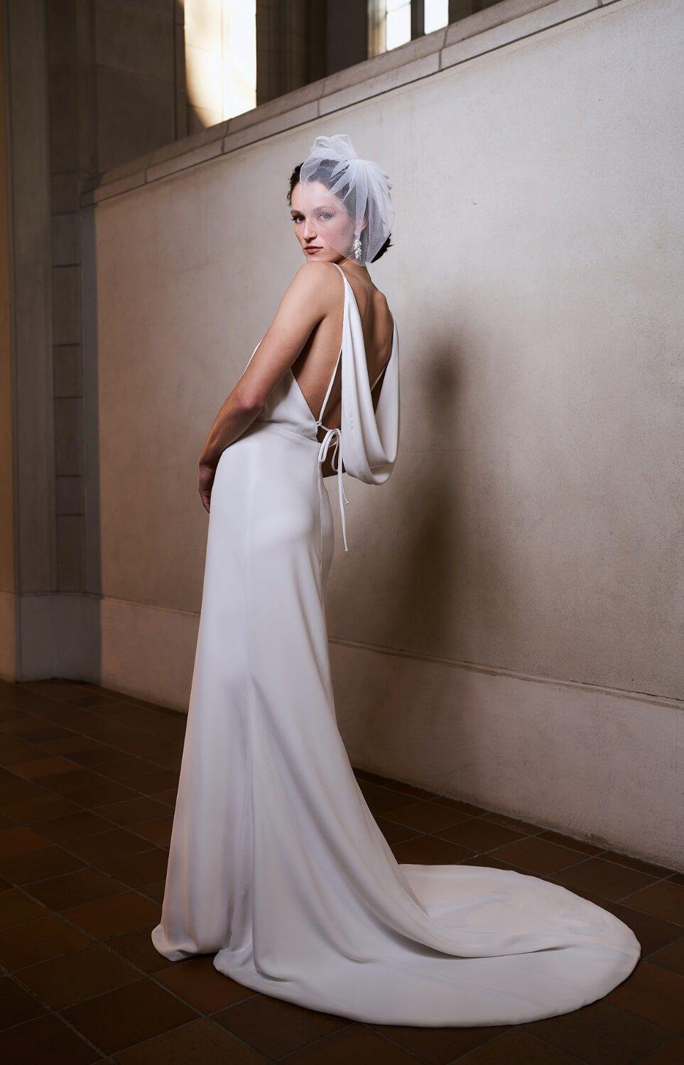 Cowl Back Wedding Dress