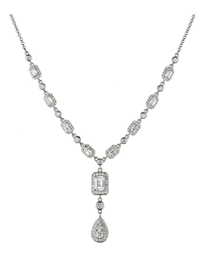 Vintage style cubic zirconia necklace with diamante drop 