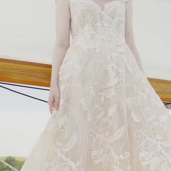 Model wearing Odessa wedding gown