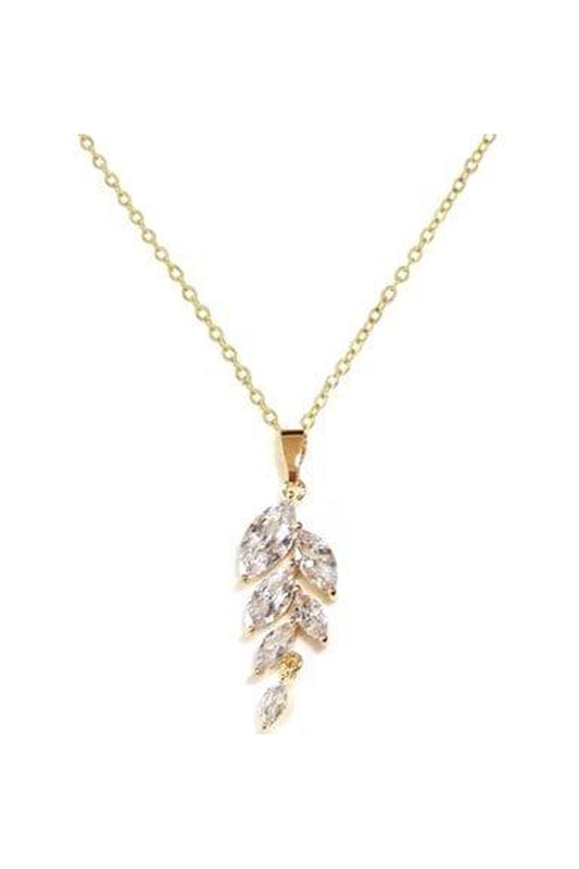 Bella dainty necklace with marquise cut cubic zirconia in gold setting.